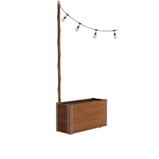 Tuuci HIGHLAND niedriges Teak Pflanzgefäß mit Lichtmast