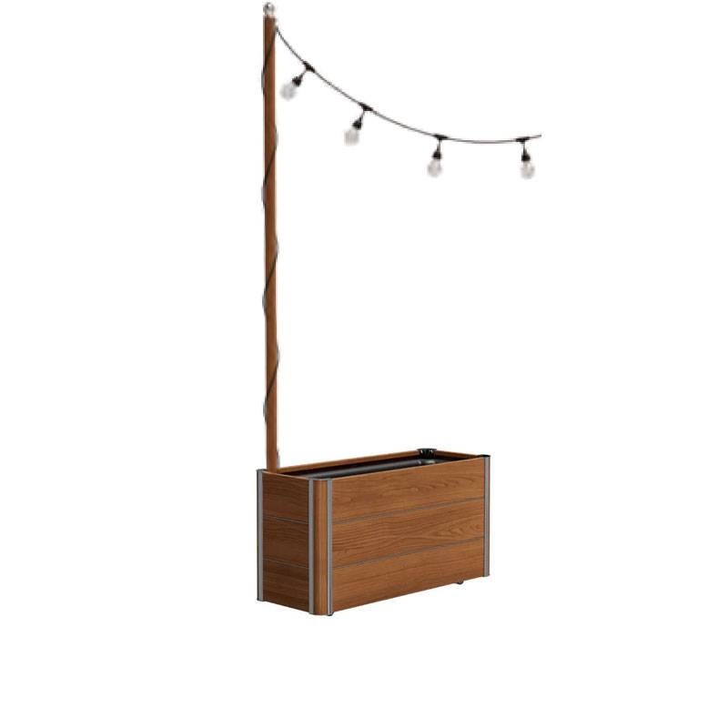 Tuuci HIGHLAND niedriges Teak Pflanzgefäß mit Lichtmast